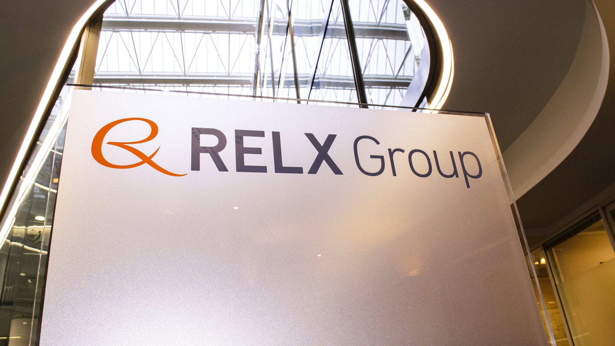 Relx logo on board in headquarters