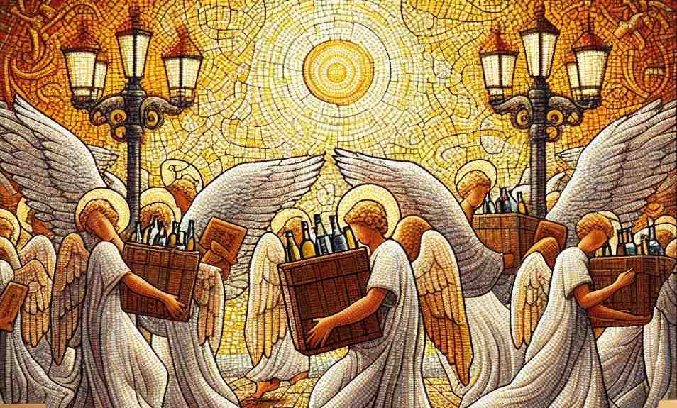 Angels carrying wine