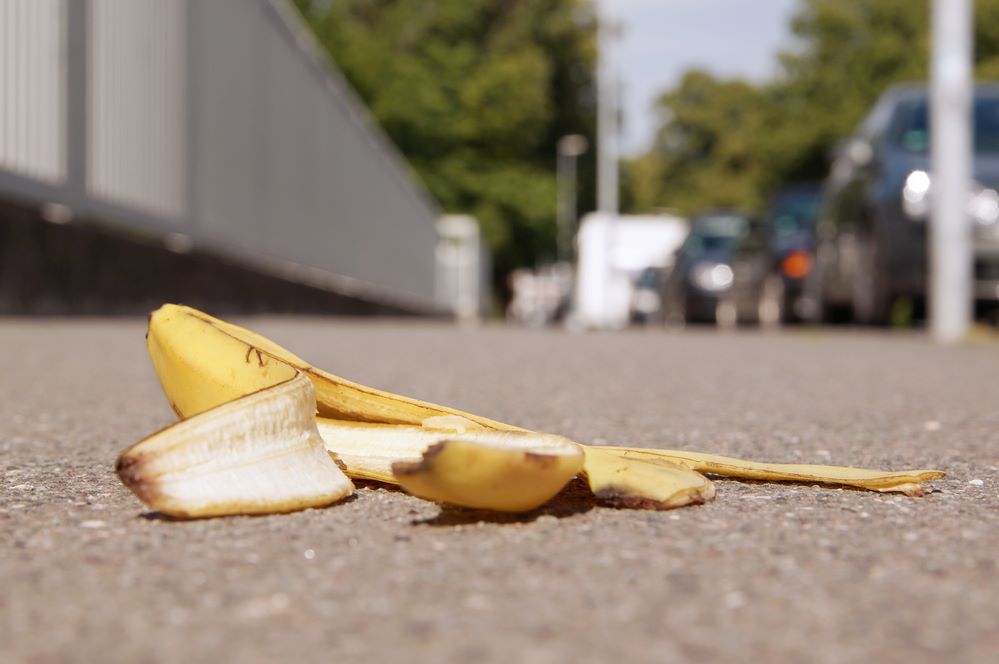 Banana skin on ground