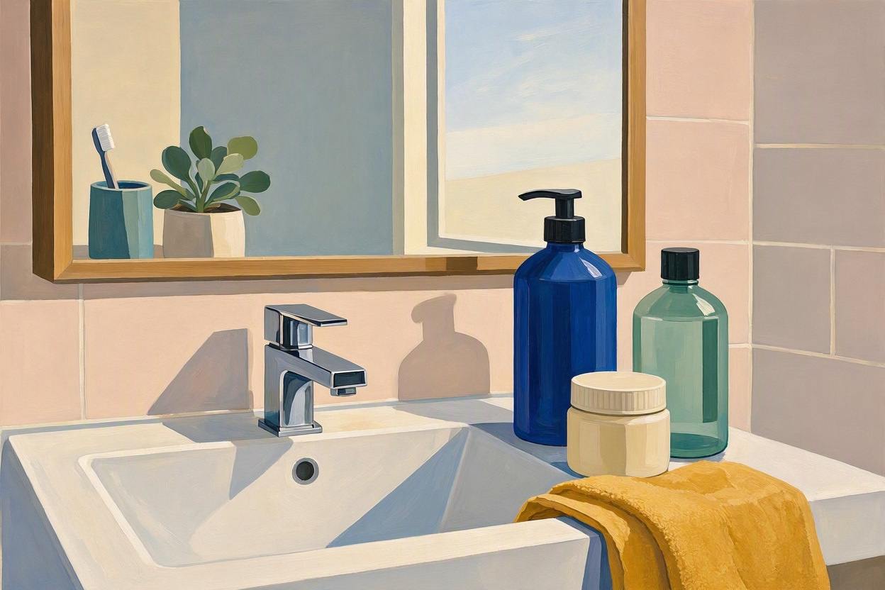 AI generated image of bathroom products