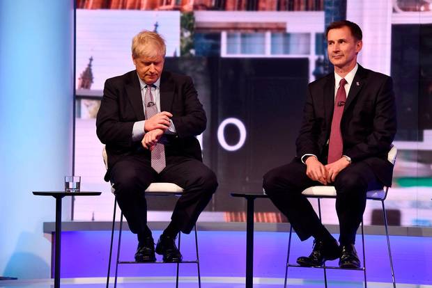 Boris Johnson and Jeremy Hunt in leadership debate