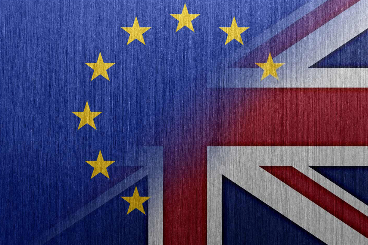 EU and UK flag overlapping