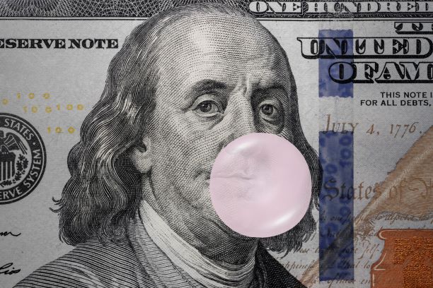 Benjamin Frankline blowing bubble