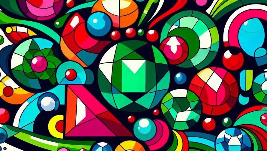 Picture illustrating emeralds and rubies