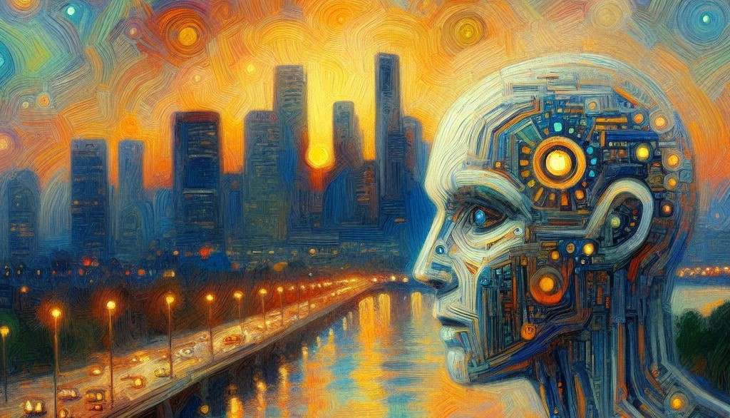 Image in style of Monet illustrating AI