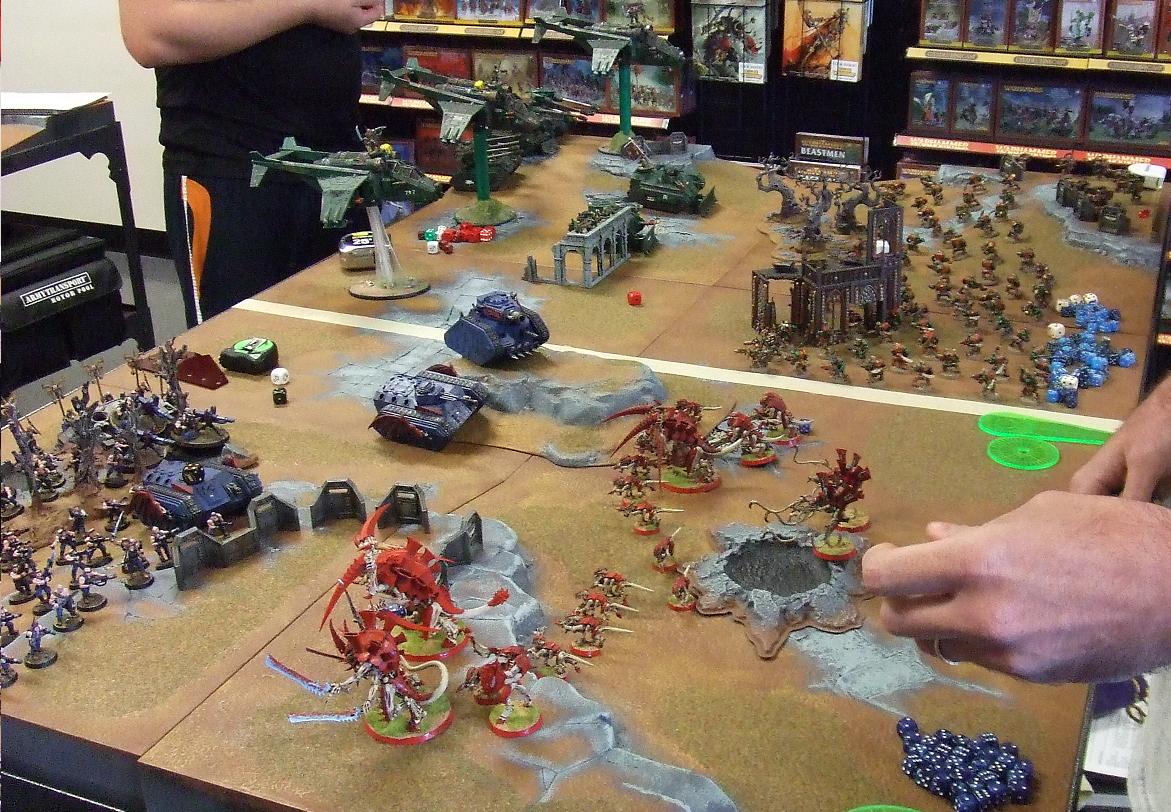 Gamers playing Warhammer