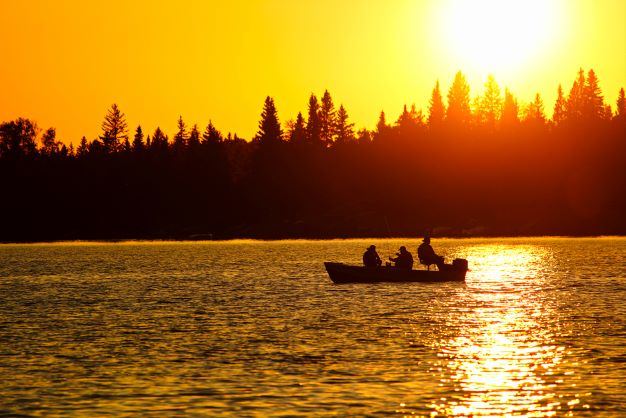 Fishing on lake in Canada