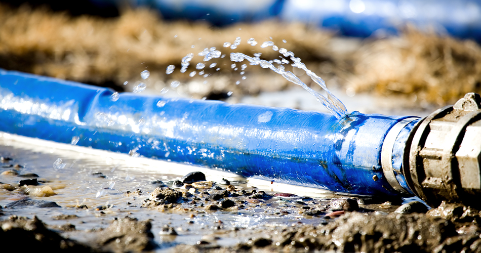 Water springing from a leaking pipe