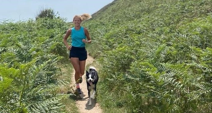 Megan and Shadow running