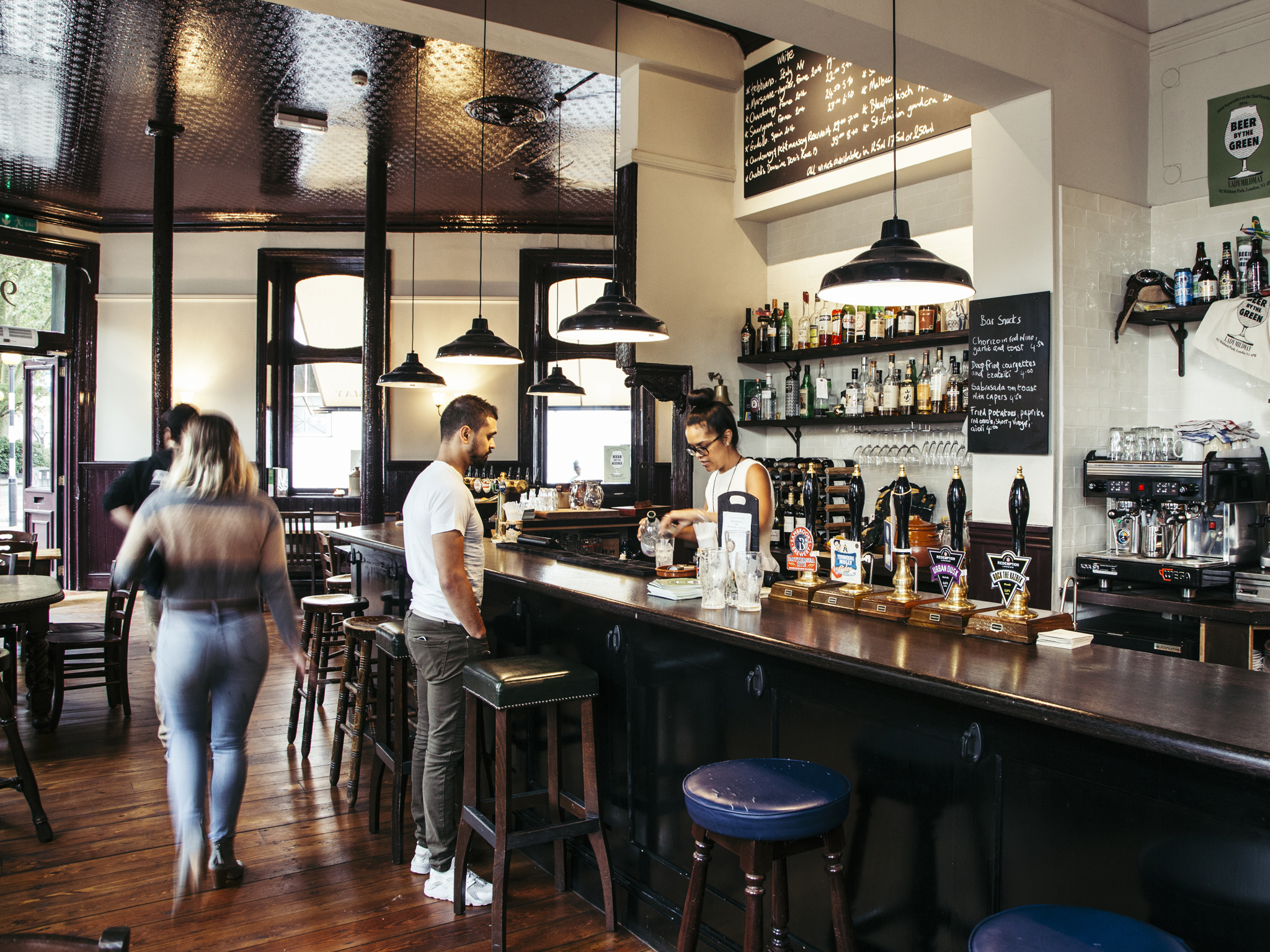 Bar in a pub with beers on tap