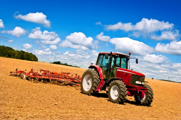 Tractor ploughing