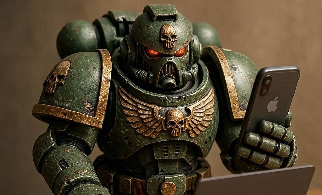 Warhammer figure using iPhone