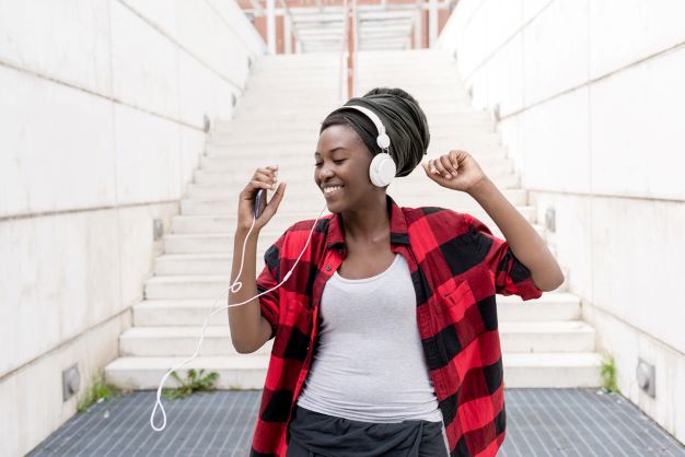 Woman listening to music