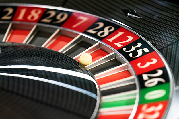 Roulette wheel in casino