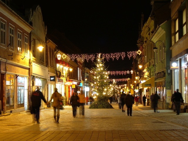 Christmas lights in a high street
