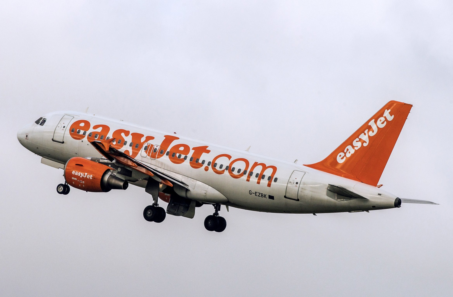 EasyJet plane taking off into clouds