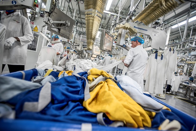Textiles in factory at Johnson Service Group